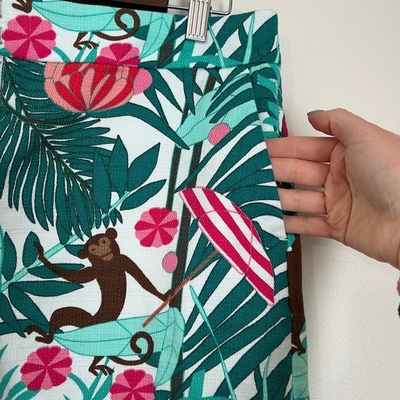 Talbots Scalloped Hem Tropical Monkey Printed Cotton Blend Shorts Sz 10 - Picture 11 of 13